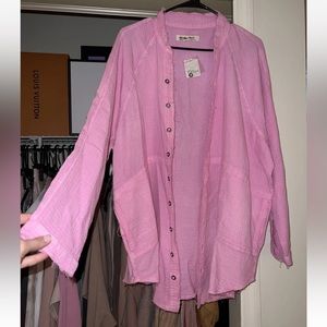 NWT Free People Bright Pink Flannel Size Medium